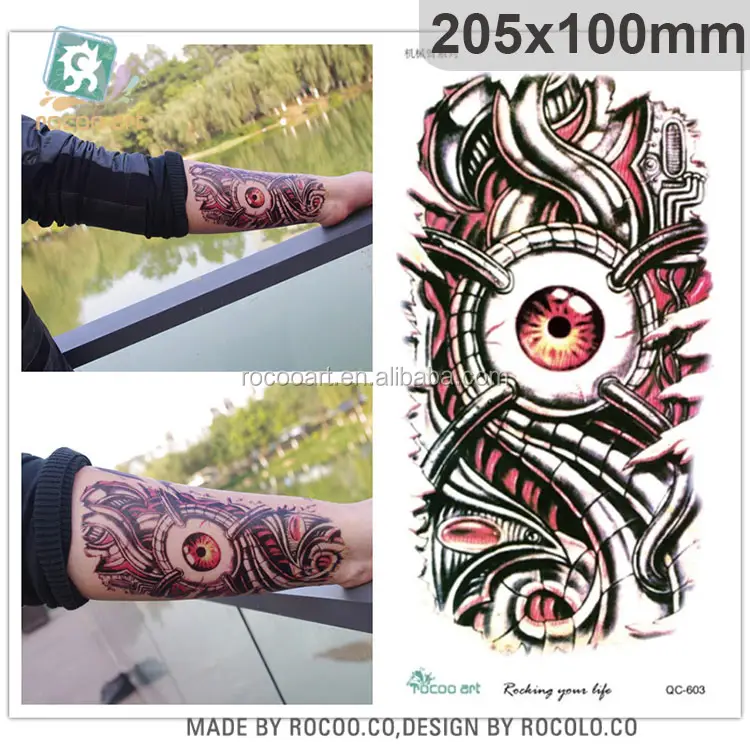 QC603/Douanes Gros 3d Corps Tatouages Temporaires autocollants de tatouage Imperméables pour homme pour les yeux frais