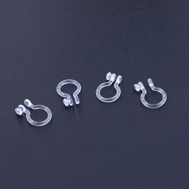 White CZ stone U-shaped invisible plastic clip earrings