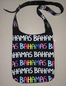 Eztraveling 巴哈马纪念品袋粉扑印刷城市名称吊索斜挎包 Hobo 纪念品袋 - Product Image 5