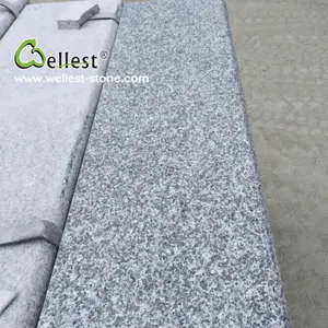 anti slip finish silver grey granite treads and riser for outdoor step
