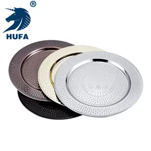 12 inch/30cm Round stainless steel serving tray kitchenware metal black silver golden copper designer charger plates