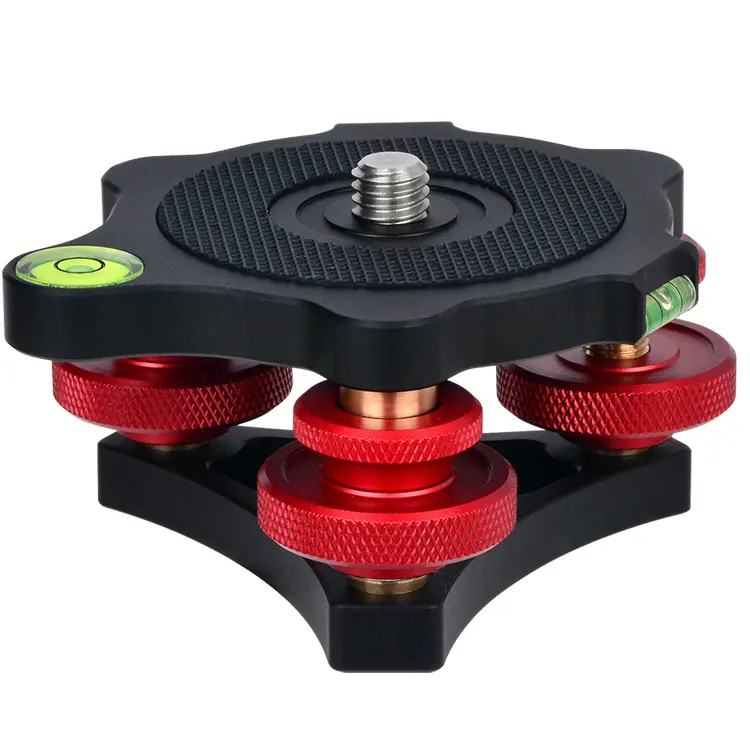 Camera Tripod Head Leveling Base Tri-wheel Precision Leveler Bubble Level 3/8" Screw Aluminum Alloy Load 15kg