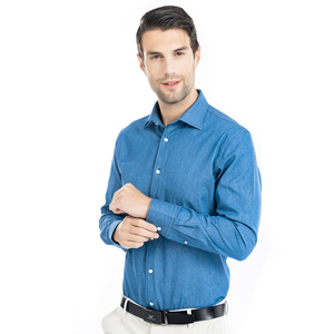 Venta al por mayor de moda más tamaño casuales de los hombres de manga larga de verano de 2019 <span class=keywords><strong>hombre</strong></span> Camisa vaquera de algodón 100% - Product Image 2