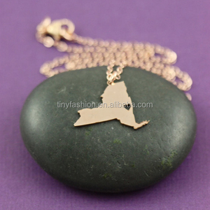 Mapa de Contorno de Estado personalizado Colgante, LOGO Grabado personalizado Joyería Graduado Collar de Oro Llena de Regalos - Product Image 2