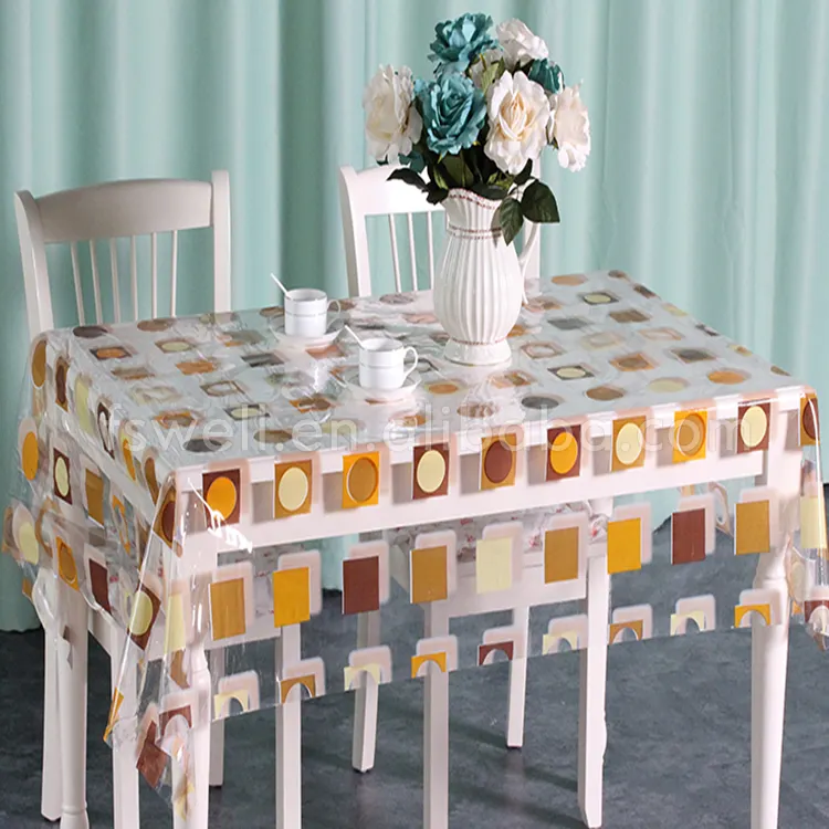 Toalha de mesa de luxo, toalha de mesa de jantar de plástico transparente