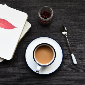 Nordic Porcelain <strong>Dinner</strong> <strong>Sets</strong> White Ceramic Dinnerware <strong>Set</strong> with <strong>Blue</strong> Rim - Product Image 4
