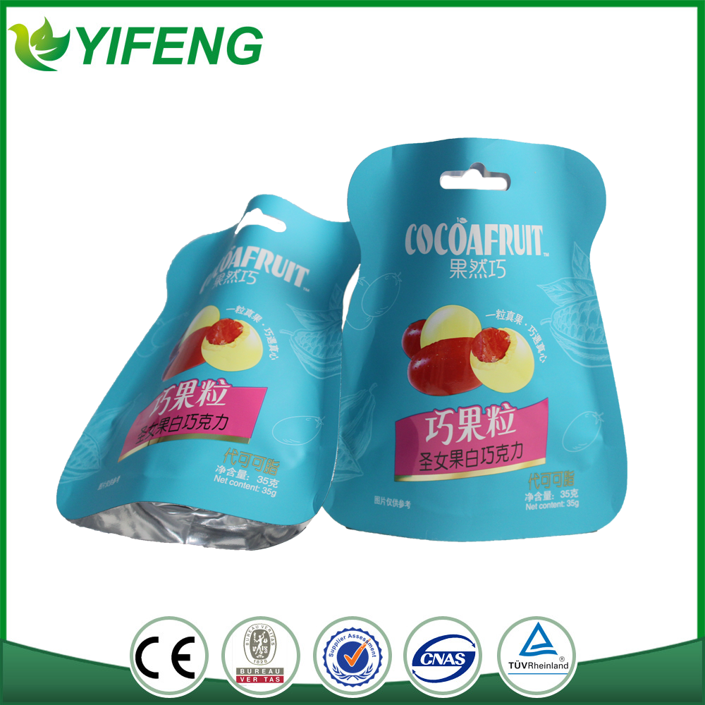 Spécial forme libre résistant à l'eau laminé matériau petite taille stand up pouch pour le chocolat