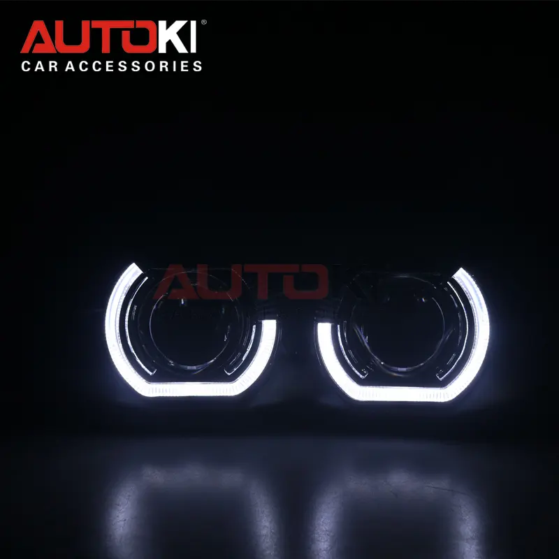 Đèn Pha Ô Tô Autoki Độ Sáng Cao LED Angel Eyes Liệm Với Ống Kính Máy Chiếu HID 2.5"