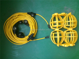 UL SJTW 14-2 100ft Construction Outdoor <strong>Temporary</strong> String <strong>Light</strong> With Plastic Cages - Product Image 2
