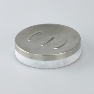 Porte-savon rond simple de finition en céramique de couleur grise - Product Image 5