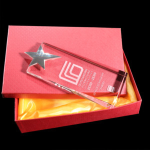 Kristall plakette mit Metall Silber Sternform Kristall Auszeichnung Silver Star <span class=keywords><strong>Crystal</strong></span> Glass Trophäen preise