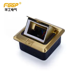 Reasonable Price Brushed Brass Finish full cooper Empty 3 Module Floor Mount Pop Up Power Box