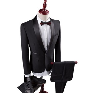 Hot Fashion S-4XL (Blazer + tie + Pants) 3 pezzi abiti da uomo neri <span class=keywords><strong>smoking</strong></span> da sposo un bottone Groomsman abiti da sposa abiti da uomo - Product Image 5