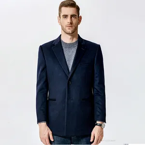 衣料品工場からの新しいデザイン60% ウールブルースーツパンツ男性冬コート