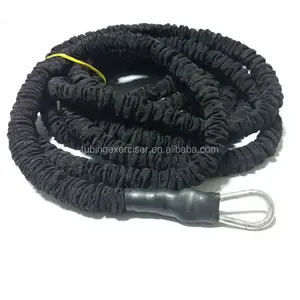 Großhandel Latex Ärmel Widerstands band Custom Woven Cover Bungee Cord Rope Elastic Strap mit Haken Power Latex Bungee