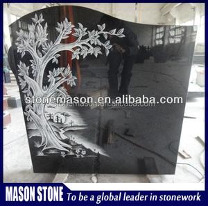 Gravure arbre plaques funéraires avec shanxi noir granit <span class=keywords><strong>monument</strong></span> - Product Image 1