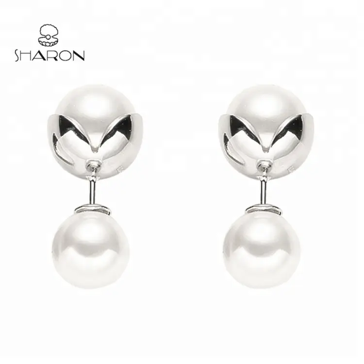 Wholesale Fashion Bridal Jewellery Flower Sterling Silver Pearl Drop Earrings Mount For Women