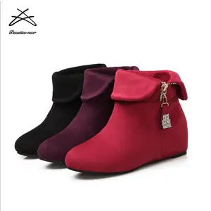 Botas de nieve de tacón alto para mujer, zapatos informales gruesos acolchados, impermeables, para otoño e invierno, 2018