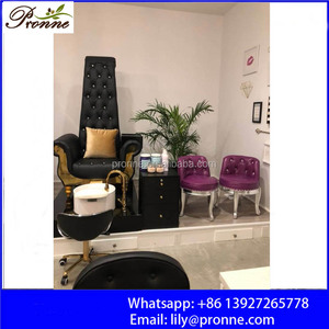 Nail <span class=keywords><strong>lounge</strong></span>-sillas de pedicura doradas y negras, estilo barroco, con bol para pedicura - Product Image 5