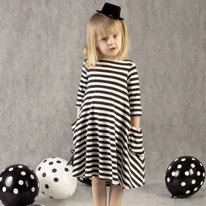 China Supplier Baby Clothing Cotton Stripe Casual Baby Girl Dress Price