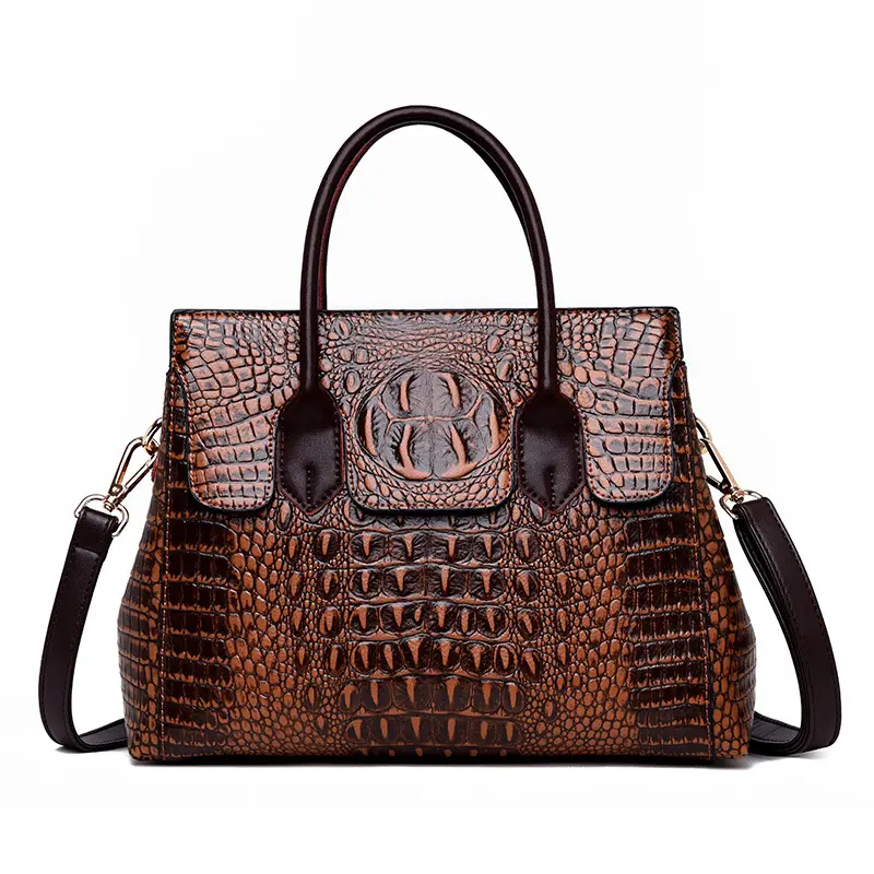 Bolsa estilosa de couro pu feminina, elegante, em relevo, bolsa de mensageiro, de crocodilo, sacola de mão de luxo