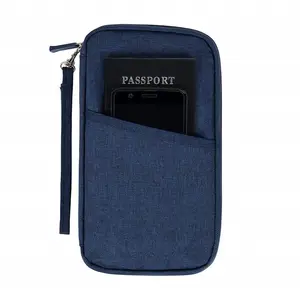 Travel Wallet Passport Holder Cover RFID Document Organizer with Hand Strap