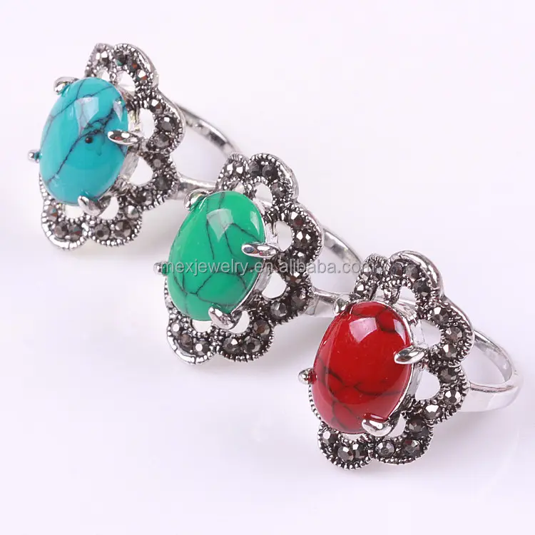 Bague en cristal pour femmes, bijou, népal, turquoise, tibétain, turquie,