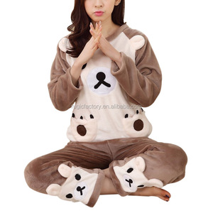 Abbigliamento <span class=keywords><strong>donna</strong></span> <span class=keywords><strong>pigiama</strong></span> accappatoio in pile corallo orso animale adorabile - Product Image 1