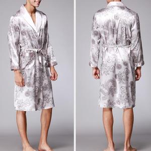 Robe de nuit <span class=keywords><strong>en</strong></span> <span class=keywords><strong>Satin</strong></span> de soie pour hommes, Kimono de luxe, à manches longues, 2019 - Product Image 4