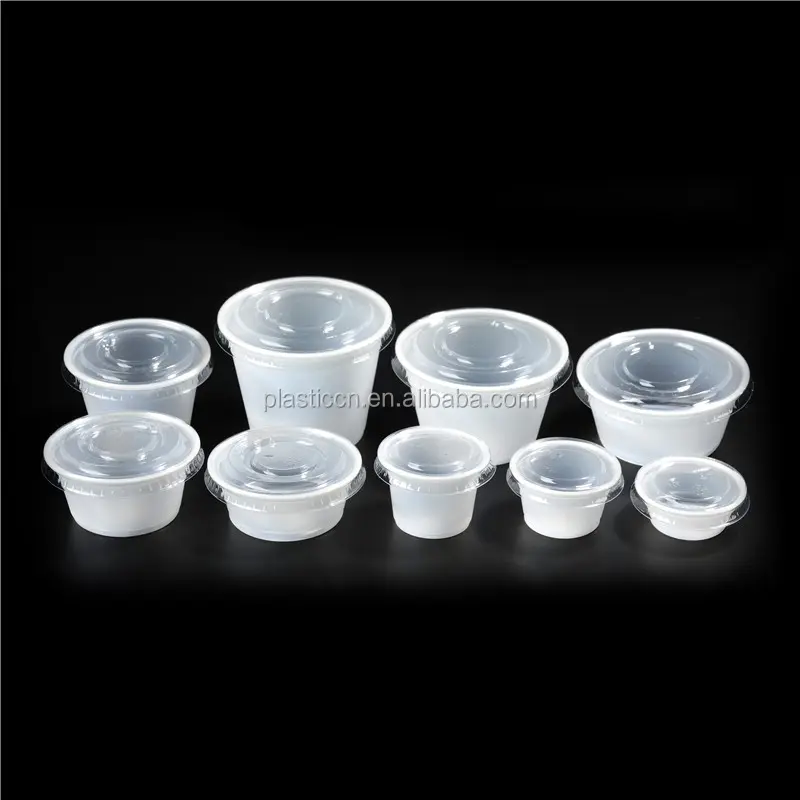 Toples Cangkir Saus Sekali Pakai Food Grade/15Ml Gelas Plastik Mini/PS Gelas Porsi dan Tutup