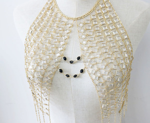 Collana con catena per il corpo con nappa gioielli in metallo oro moda Europa donne ottone fatti a mano in oro classico abiti da donna festa <span class=keywords><strong>Sexy</strong></span> - Product Image 3