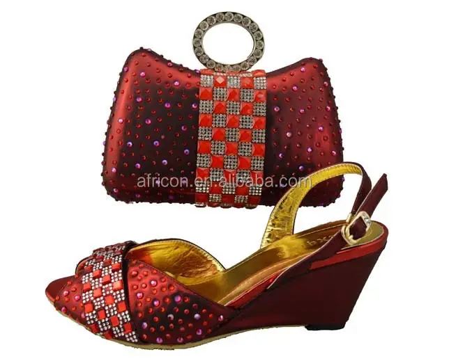 W336 merah kedatangan baru 2015 chaussure femme african nigeria asli musim gugur sepatu sapatos femininos valentine sepatu pertandingan tas