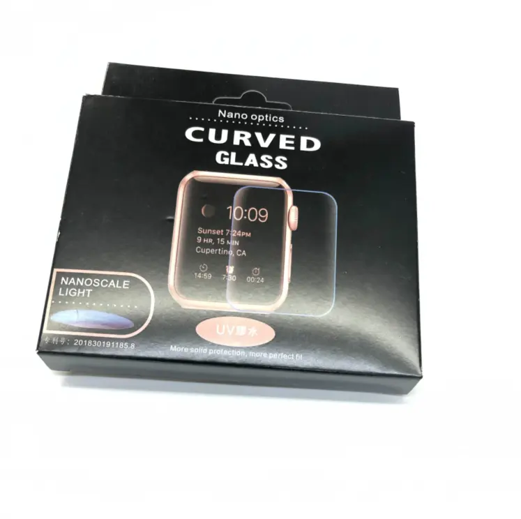 Protetor de Tela Nano Líquido 3D Curvo Completo Cola Transparente Luz UV Anti-Riscos de Vidro Temperado para A Apple Relógio 38/40/42/44mm