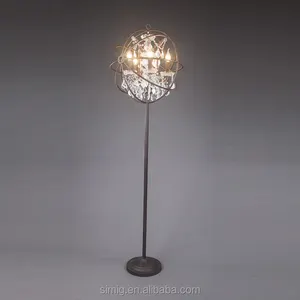 Simig lighting industrial vintage style K9 crystal E14 holder crushed crystal chandelier floor lamp