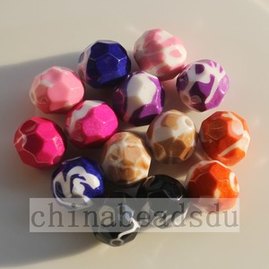 Peint les facettes diamant solide ronde perles Mix couleurs - Product Image 1