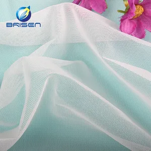 Toptan çin fabrika ucuz beyaz yumuşak naylon spandex triko örgü net streç tekstil kumaş