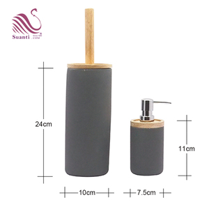6pcs <span class=keywords><strong>Grigio</strong></span> Effetto Pietra Della Resina <span class=keywords><strong>Bagno</strong></span> Completo <span class=keywords><strong>Set</strong></span> di <span class=keywords><strong>Accessori</strong></span> Con Decorazioni In Legno per il <span class=keywords><strong>Bagno</strong></span> Decor - Product Image 6