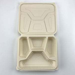 Contenitore biodigradabile monouso pieghevole Lunch Box con vassoio 4 vano contenitore di plastica per asporto cibo Made in China - Product Image 4