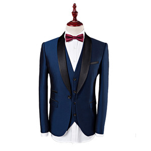 Vestito da uomo HD104 3 pezzi blu scuro smoking abiti da sposa per gli uomini gentiluomini stile Business Casual miglior Blazer da uomo - Product Image 2