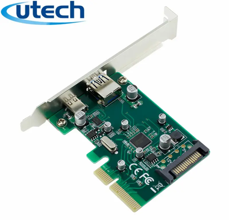 OEM PCI-E için USB3.1 tip-c çift bağlantı genişletme kartı pcie 4x usb 3.1 Type A adaptör SuperSpeed 10Gbps