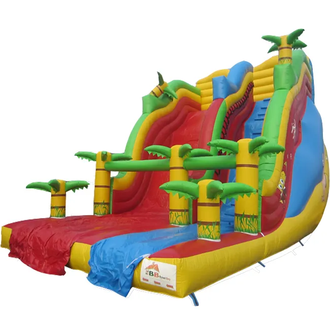 Colorful jungle theme children bouncy land slide giant inflatable slide