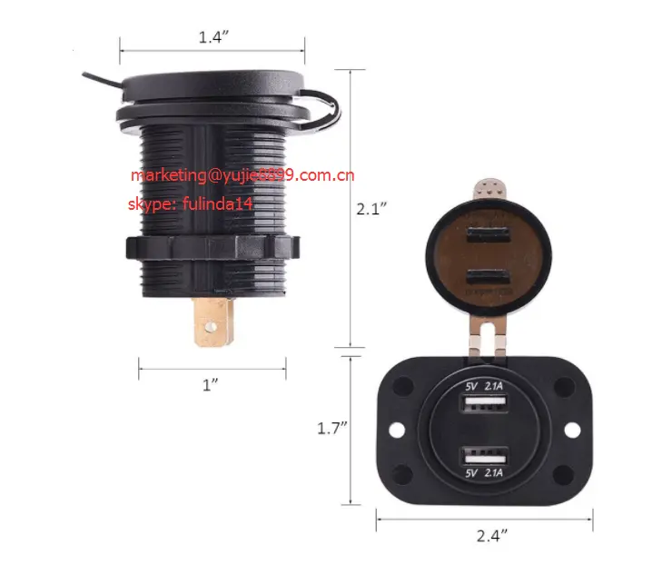 Ukiran Kapal Laut 12V, Seri Flush Outlet Kekuatan Tahan Air/Dudukan Panel (4.2 Pengisi Daya USB Ganda)