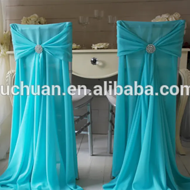 Housse de chaise de mariage en mousseline de soie à volants, décoration élégante avec capot, 1 pièce