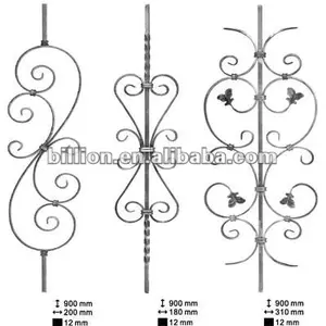 China producer manufactucturer factory hand hammered forged iron stair railing balusters spindles