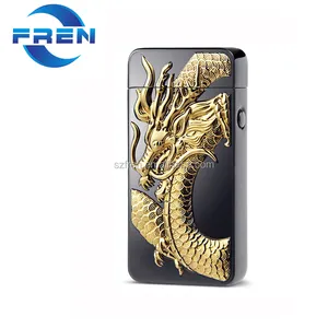 Encendedor de arco para hombres y mujeres, el mejor mechero eléctrico para uso diario y Camping Patrón de dragón chino, recargable por USB
