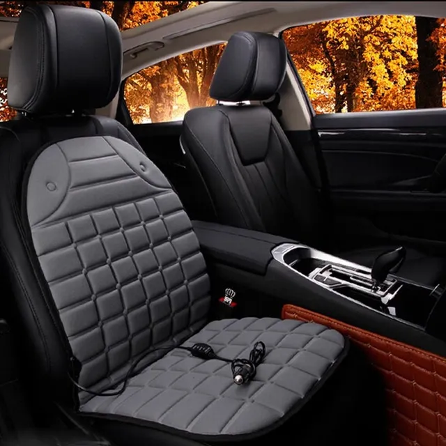 Elektrikli ısıtmalı araba koltuk minderi kış ped evrensel yapışık malzemeleri siyah gri