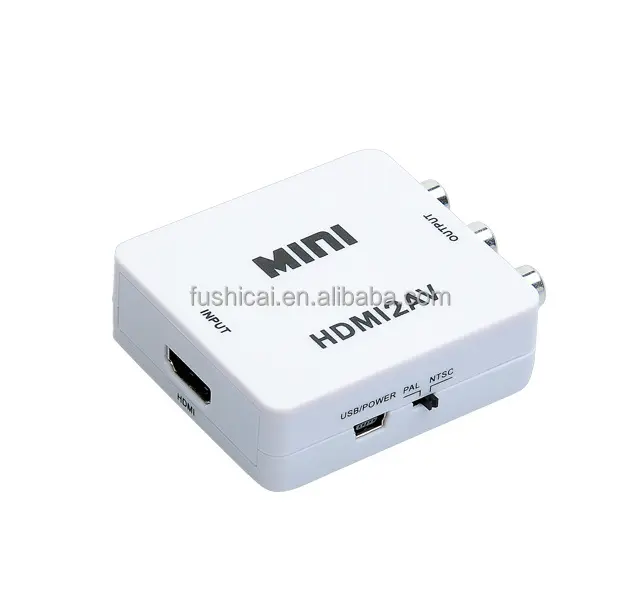 1080P HD to AV Adapter 3RCA CVBs Composite Video Audio Converter Adapter Supporting PAL / NTSC with USB Charge Cable