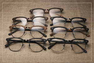 Montura para gafas ópticas de alta calidad, Media llanta, madera de grano, acetato, outlooking - Product Image 5