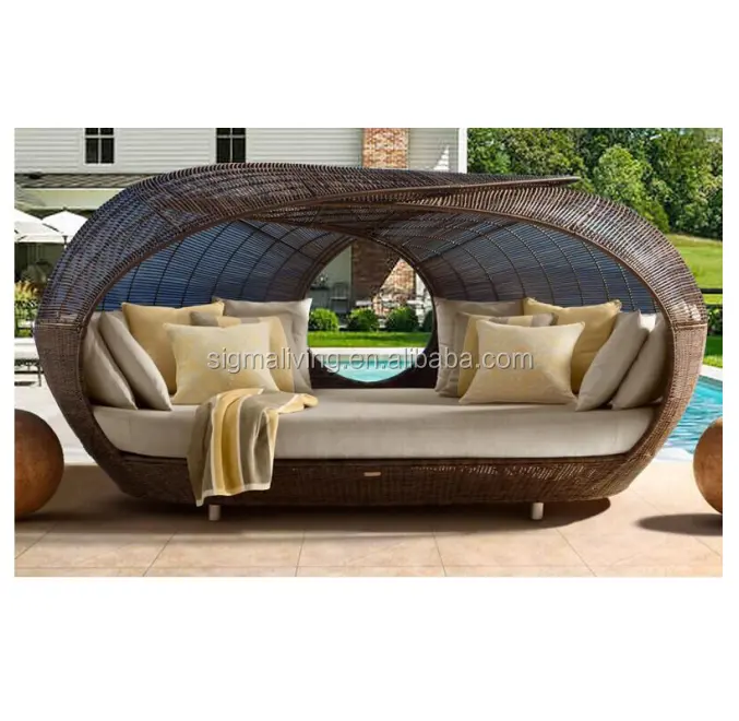 Sigma swimming pool furniture wicker bird nest round rattan outdoor bed