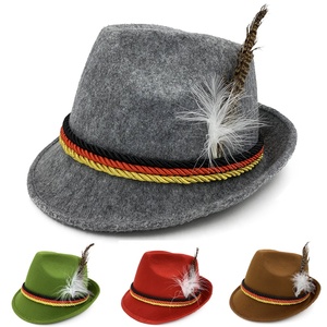 MH-0088 Festival <span class=keywords><strong>de</strong></span> la bière allemande Oktoberfest Costume bavarois Alpine feutre chapeau-gris vert <span class=keywords><strong>rouge</strong></span> marron couleurs - Product Image 2